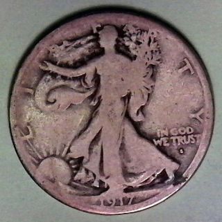 Collector Grade 1917 S Obv Walking Half Dollar Inside The Us