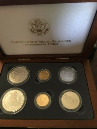 1991 Mount Rushmore Anniversary Gold & Silver 6 Coin Set Proof & Uncirculated