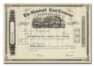 Standard Coal Company Of Pennsylvania Stock Certificate