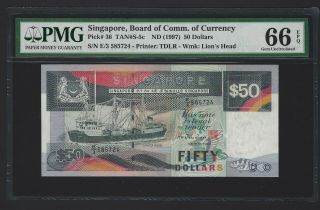 1994 Singapore $50 Dollars,  P - 36,  Pmg 66 Epq,  Gem Unc Pack Fresh,  Ship Series
