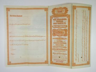 KS.  Atchison,  Topeka & Santa Fe Railway Co 1905 $10.  000 Reg 4 Specimen Bond 2