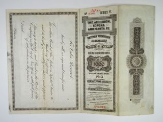 KS.  Atchison,  Topeka & Santa Fe Railway Co 1903 $1000 Ser K Reg 4 Specimen Bond 2