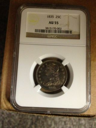 1835 Capped Bust Quarter 25c Ngc Au 55