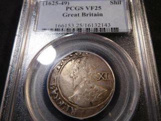 O8 Great Britain Charles I Bust (1625 - 1649) Shilling Pcgs Vf - 25