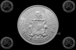 Bermuda 1 Crown 1964 (elizabeth Ii) Silver Coin (km 14) Xf