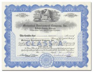 Mechanical Development Company,  Inc.  Stock Certificate (georgia)