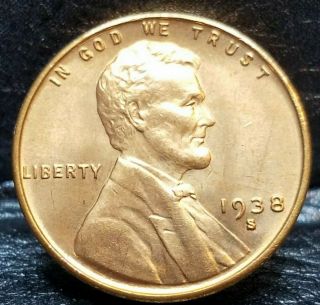 1938 - S Lincoln Wheat Penny Cent - Choice Gem Brilliant Uncirculated 02