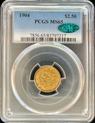 1904 American Gold Quarter Eagle $2.  50 Liberty Head Ms65 Pcgs Certified Cac