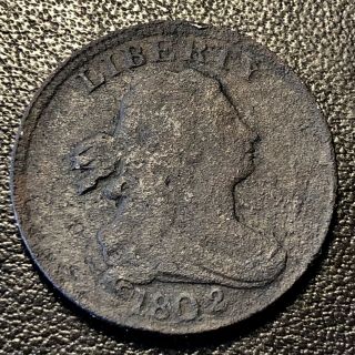 1802/0 Draped Bust Half Cent 1/2 Cent Better Grade 1802 Over 0 Vf Details 17041