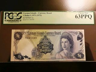 Cayman Islands $1 Dollar 1971 1972 1a A1 Prefix Fancy Pair 445599 Pcgs 63ppq Unc