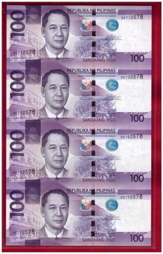 2016 A Philippines 100 Peso Ngc (newgeneration) Rodrigo Duterte Uncut 4 - In - 1