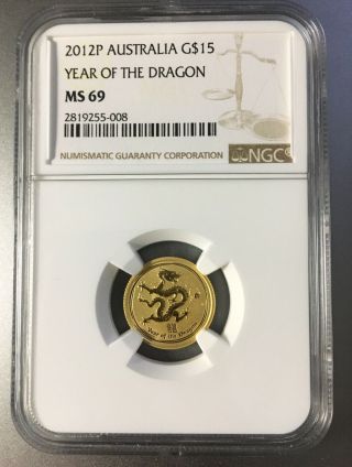 2012 Australia 1/10 Oz Gold Lunar Dragon Ngc Ms 69 Series Ii