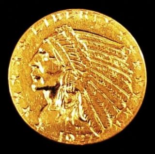 1927 Gold Indian Head $2.  50 Quarter Eagle Fine Gold Bullion Coin -