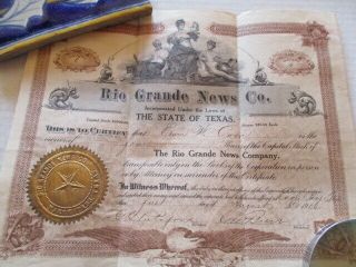 Stock Certificate 1906 Eagle Pass Texas Rio Grande News Co.