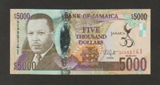 Jamaica,  5000 Dollars Banknote,  6.  8.  2012,  Uncirculated,  Cat 93 - 5141