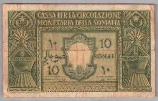 561 - 0116 Italian Somaliland | 10 Somali,  1950,  Pick 13a,  F - Vf