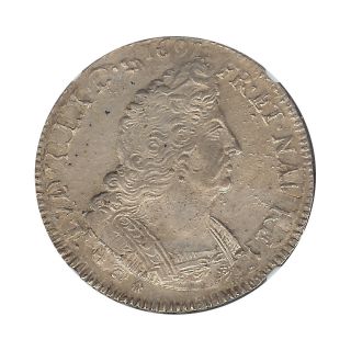 Kingdom of France - Louis XIV Ecu 1695 AU Cleaned - NGC Certified 4