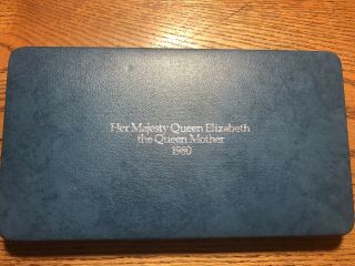 1980 Queen Mother 80th Birthday Silver Proof Seven Crown Coin Set Box & Cert