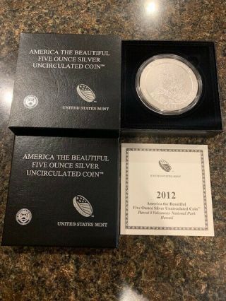 2012 P Hawaii Volcanoes America The Atb Satin 5 Oz Silver Coin