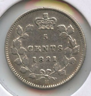 Canada 1881 - H Coin - 5 Cents - Queen Victoria Bc620