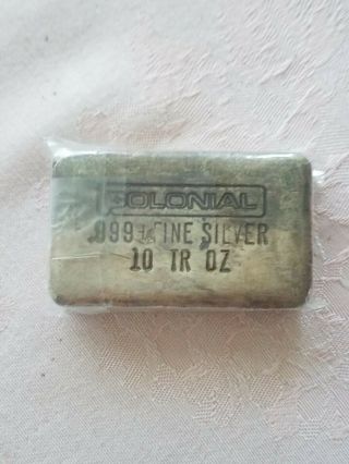 10 Tr Oz - Silver Bar Colonial.  999,  Fine Silver