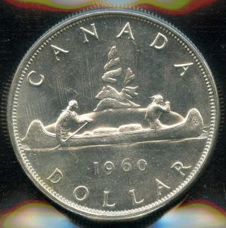 1960 Canada $1 Silver Dollar Iccs Ms - 63 Cert Xqe272