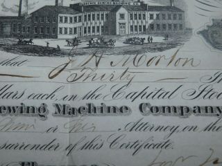 1866 Florence Sewing Machine Company Capital Stock Certificate Springfield MA 6