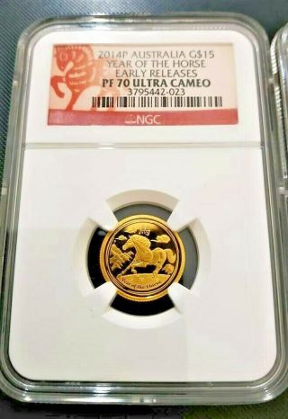 2014 Australia Lunar Year Of The Horse 1/10 Gold Coin Ngc Pf70 Ultra Cameo