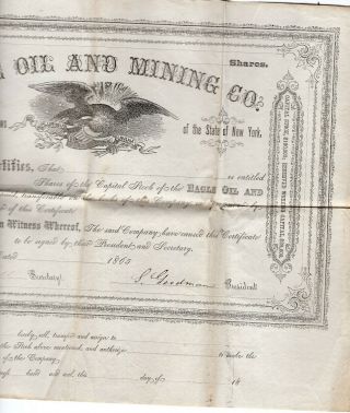 1865 Eagle Oil & Mining Co Stock Certificate