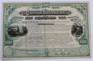 Canada Southern Railway Co.  1913 Railroad Stock Certificate Cornelius Vanderbilt