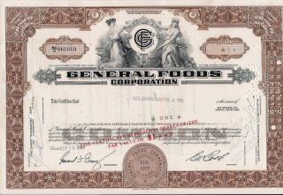 Stock Certificate General Foods Corp.  Broker Goldman Sachs & Co. ,  Dated 1969