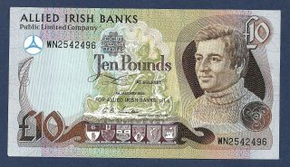 [an] Northern Ireland Allied Irish Bank 10 Pounds 1990 P7b Ef