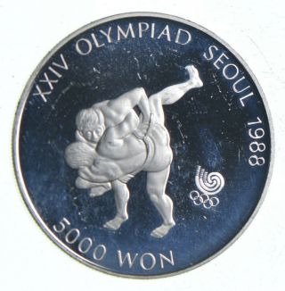 World Coin - 1988 South Korea 5000 Won - World Silver Coin - 16.  8g 963
