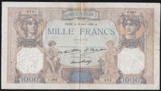 France - - - - - - - 1000 Francs 1930 - - - - - - Vg/f - - - -