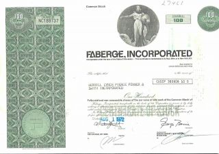 Stock Certificate Rayette - Faberge,  Inc.  100 Shares.  Broker Merrill Lynch 1968
