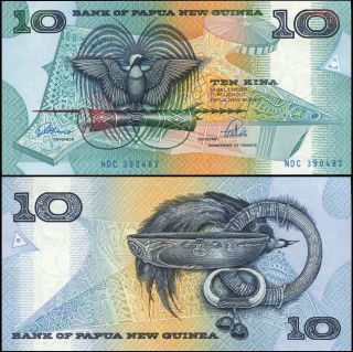 Papua Guinea 10 Kina.  Nd (1988) Unc.  Banknote Cat P.  9b