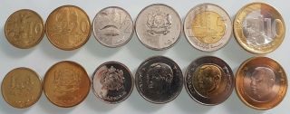 Morocco Set 6 Coins 10 20 Santimat,  1/2 1 5 10 Dirham 2012 - 2013 Unc
