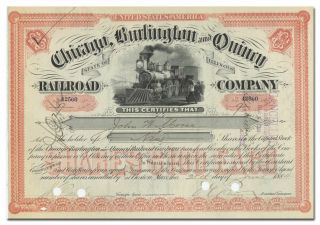 Chicago,  Burlington And Quincy Railroad Company Stock Certificate (1800 