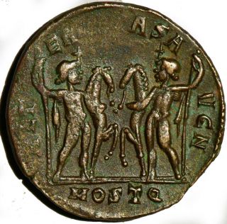 Maxentius Ae Follis " Aeternitas Avg N Dioscuri With Horses " Ostia