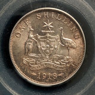 Australia: 1918 Silver Shilling Pcgs 63