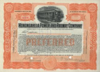 Monongahela Power And Railway Company - " Unissued " Stock Certificate - Preferred
