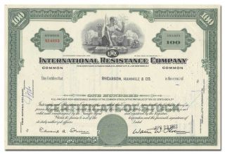 International Resistance Company Stock Certificate (rocket Vignette)