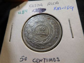 U84 Costa Rica 1923 50 Centimos Counterstamped On 1892