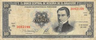 El Salvador 10 Colones 17.  3.  1988 P 126a Series Hn Circulated Banknote Ml1