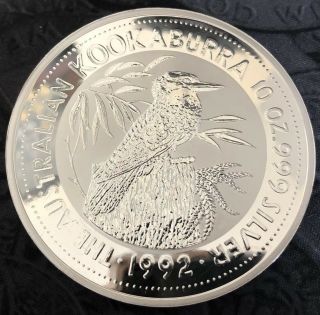 1992 Australia 10 Oz Kookaburra $10 Silver