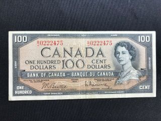 1954 Canadian $100 Dollar Bill - Beattie/rasminsky - Bc - 43b - B/j (bb 1042)