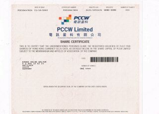 Pccw Ltd.  (pacific Century Cyberworks),  Hong Kong 2003,  See Scan,  Vf,