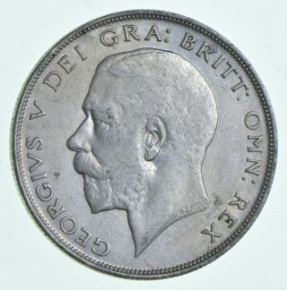 World Coin - 1923 Great Britain 1/2 Crown - World Silver Coin - 14.  1g 942