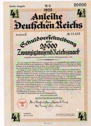 Deutsches Reich (iii Reich Bond),  Berlln 1935,  12.  November 1935,  20.  000 Reichsma