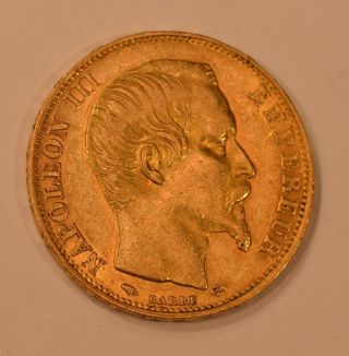 1857 - A France 20 Franc Gold Coin For Napoleon Iii Bare Head